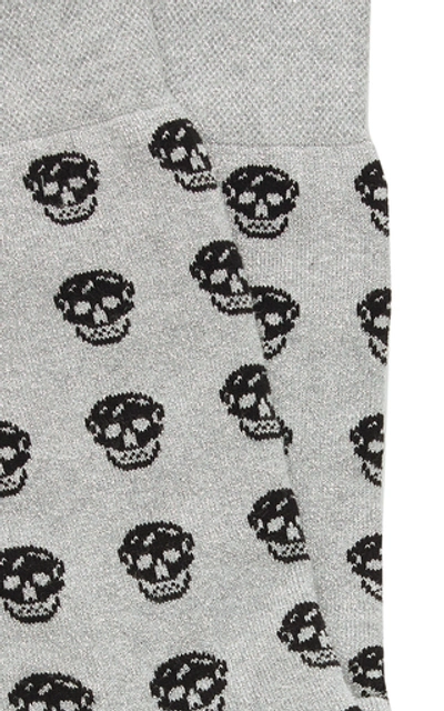Shop Alexander Mcqueen Skull-print Cotton-blend Socks In Grey