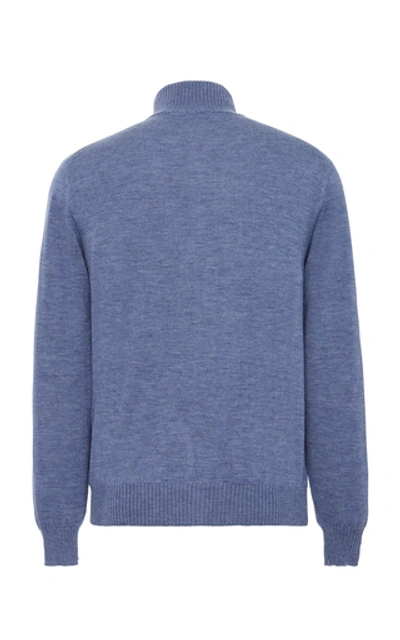 Shop Fioroni High-necked Zip Cashmere Cardigan In Blue