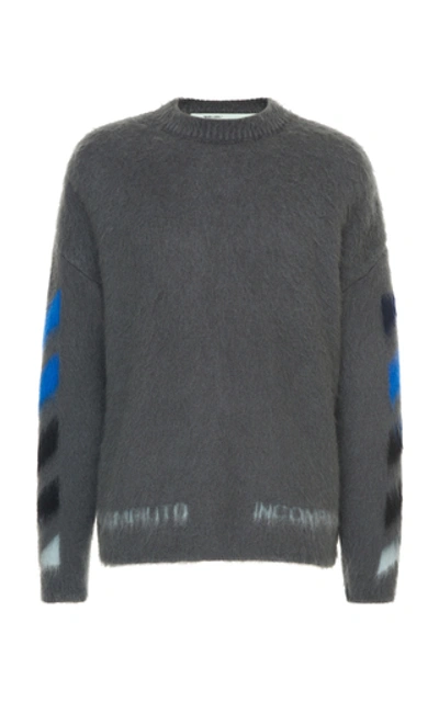 Shop Off-white Logo-intarsia Wool Sweater In Grey