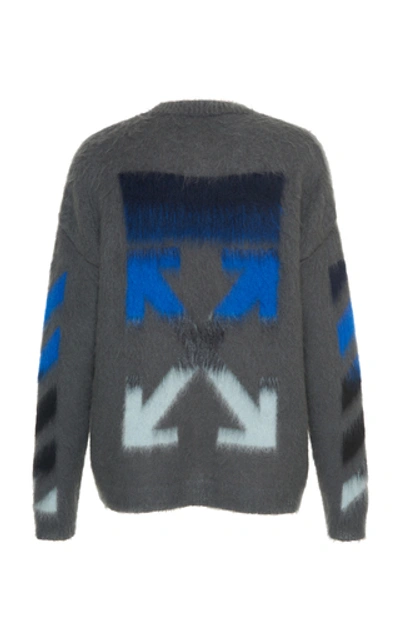 Shop Off-white Logo-intarsia Wool Sweater In Grey