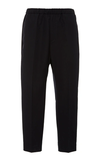 Shop Jil Sander R-priamo Cotton Cropped Pants In Navy