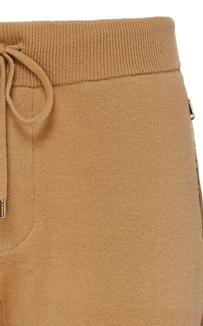 Shop Ralph Lauren Striped Wool Cashmere Sweatpants In Brown