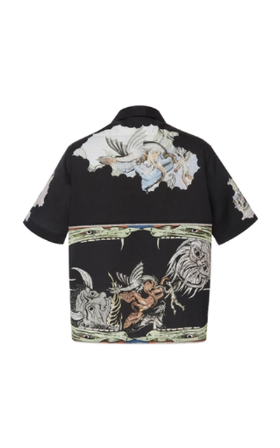 Shop Givenchy Camp-collar Printed Cotton-poplin Shirt  In Neutral