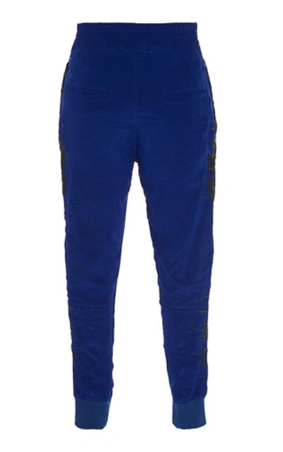 Shop Haider Ackermann Embroidered Cotton Joggers In Blue