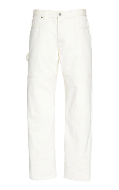 Shop Jw Anderson Paneled Rigid Denim Straight-leg Jeans In White