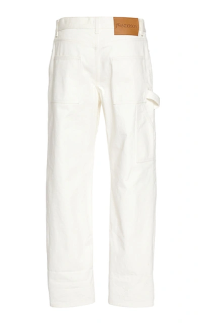 Shop Jw Anderson Paneled Rigid Denim Straight-leg Jeans In White