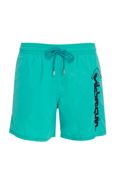 Shop Vilebrequin Logo-embroidered Swim Shorts In Blue