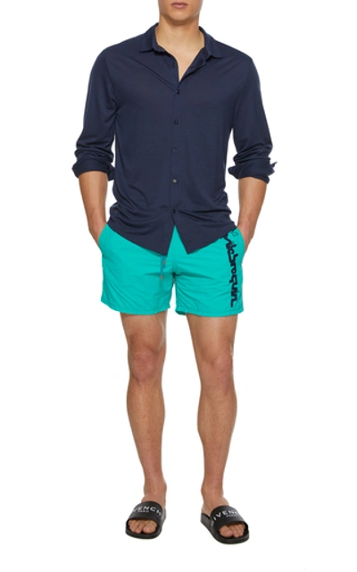 Shop Vilebrequin Logo-embroidered Swim Shorts In Blue