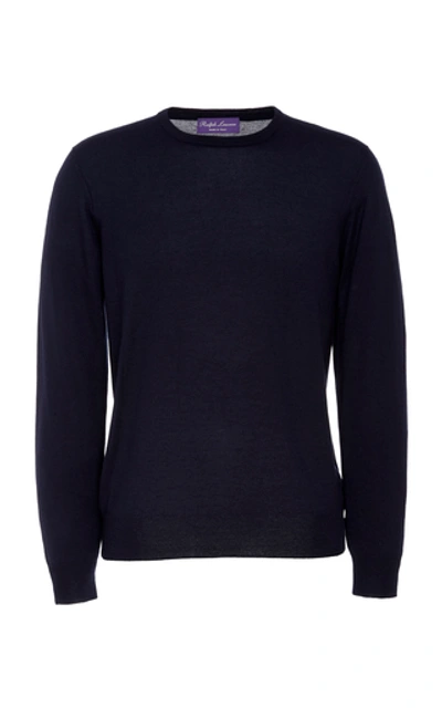 Shop Ralph Lauren Cashmere And Silk-blend Crewneck Sweater In Navy