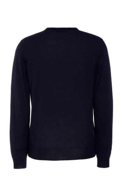 Shop Ralph Lauren Cashmere And Silk-blend Crewneck Sweater In Navy