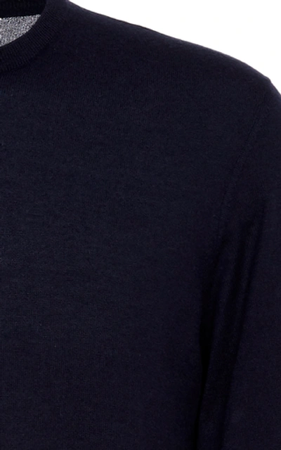 Shop Ralph Lauren Cashmere And Silk-blend Crewneck Sweater In Navy