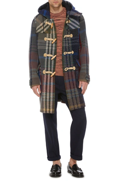 Shop Missoni Hooded Checked Wool Duffle Coat In Plaid