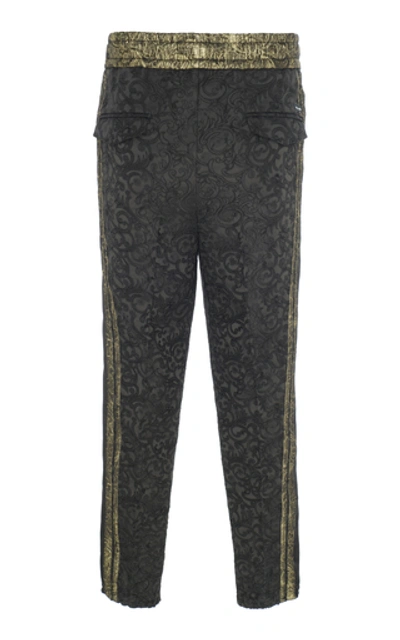 Shop Dolce & Gabbana Jacquard Drawstring Pants In Black