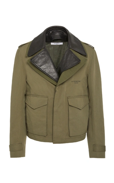 Shop Givenchy Stamped Cotton And Linen Canvas Military Jacket In Neutral