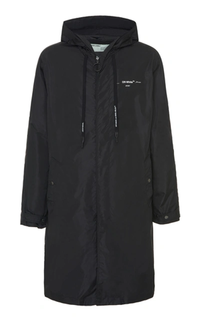 Shop Off-white Printed Shell Hooded Raincoat In Black