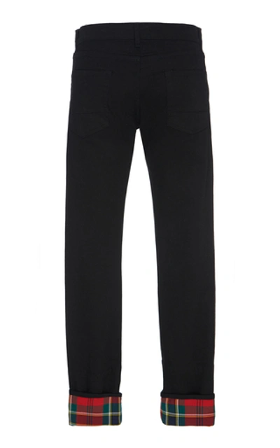Shop Alexander Mcqueen Tartan Cotton Twill-lined Slim-fit Jeans In Black