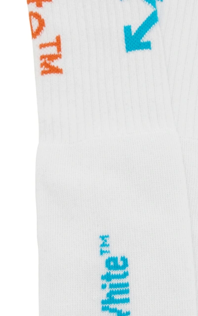 Shop Off-white Logo-intarsia Stretch-knit Socks In White