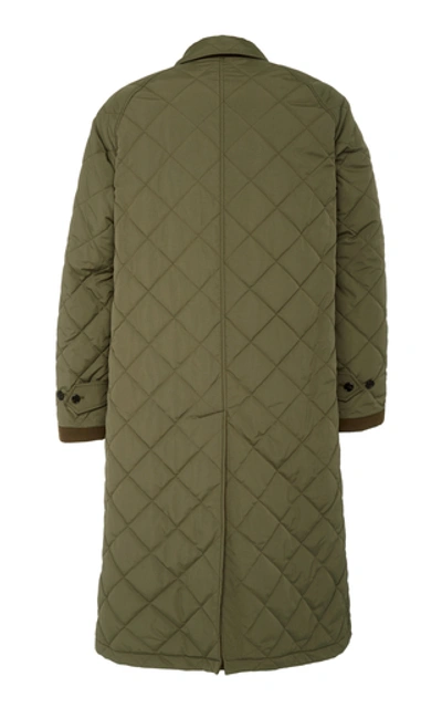 Shop Burberry Reversible Quilted Shell Car Coat In Green
