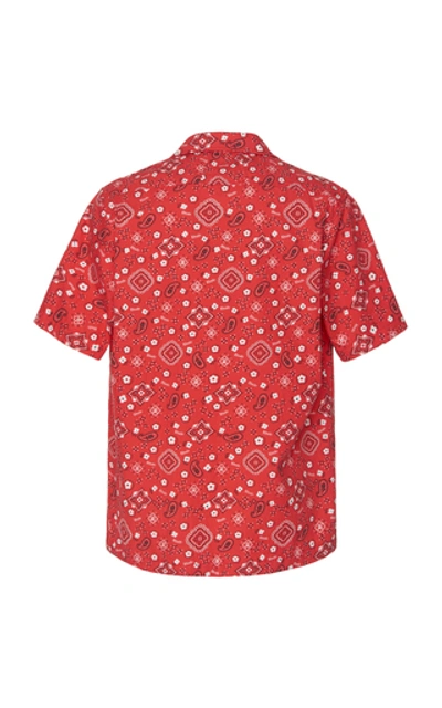Shop Rhude Bandana-print Jersey Hawaiian Shirt In Red
