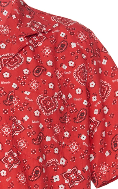 Shop Rhude Bandana-print Jersey Hawaiian Shirt In Red