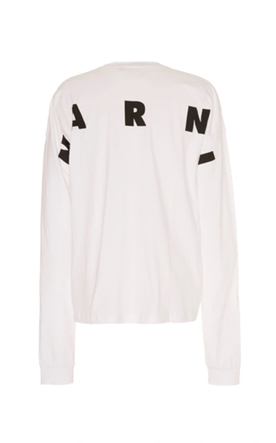 Shop Marni Printed Cotton-jersey T-shirt In White