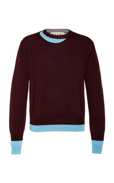 Shop Marni Maglia Girocollo Cotton-pique Polo Shirt In Burgundy