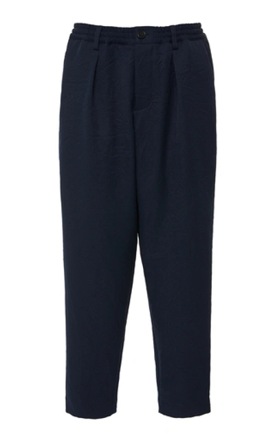 Shop Marni Cotton-twill Cropped Pants In Navy