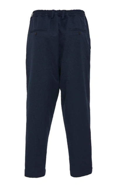 Shop Marni Cotton-twill Cropped Pants In Navy