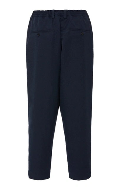 Shop Marni Cotton-twill Cropped Pants In Navy