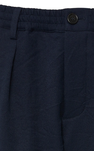 Shop Marni Cotton-twill Cropped Pants In Navy