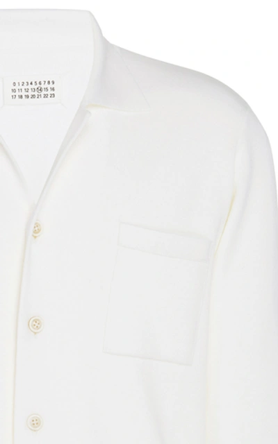 Shop Maison Margiela Collared Cotton Button-up Sweater In Neutral