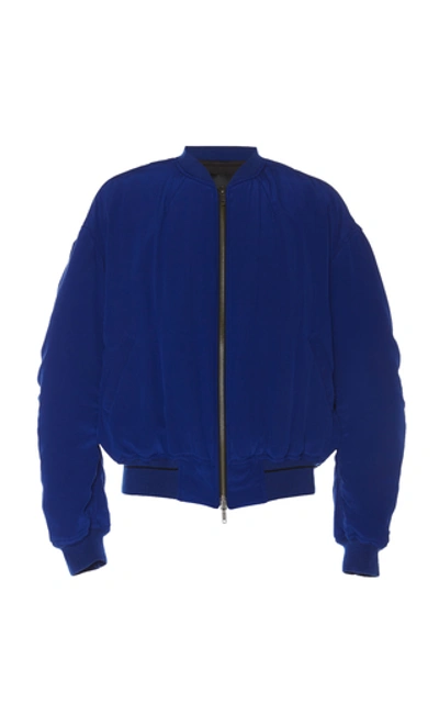 Shop Haider Ackermann Silk Bomber Jacket  In Blue