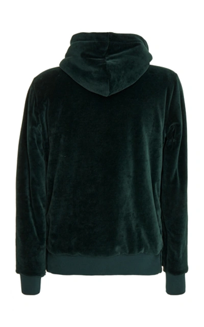 Shop Balmain Cotton-blend Velvet Hooded Sweatshirt In Green