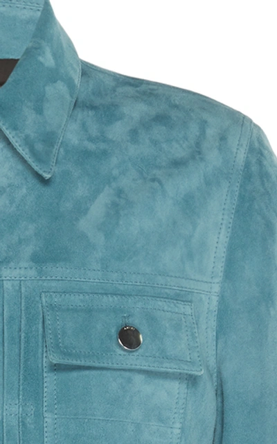 Shop Amiri Suede Wrangler Jacket In Blue