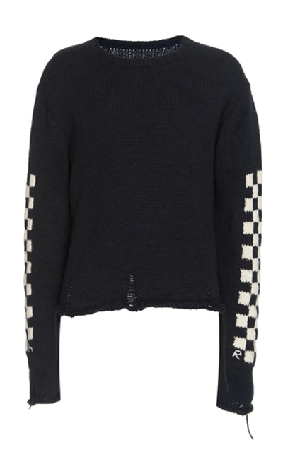 Shop Rhude Intarsia-knit Cotton Sweater In Black