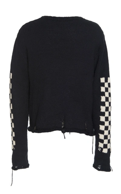 Shop Rhude Intarsia-knit Cotton Sweater In Black
