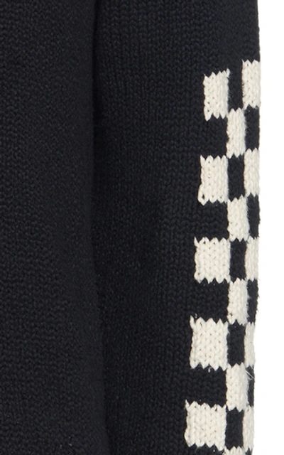 Shop Rhude Intarsia-knit Cotton Sweater In Black