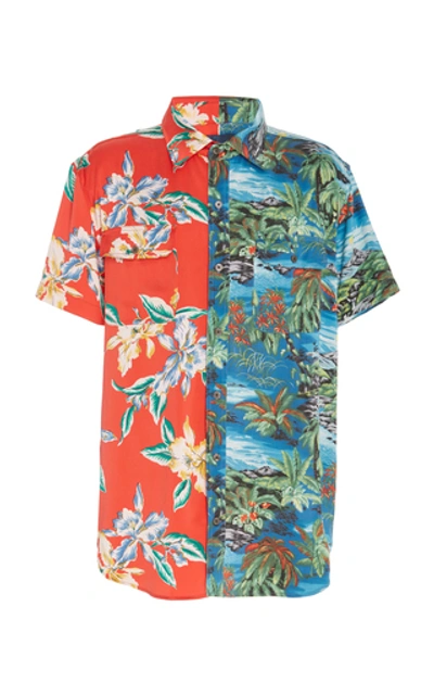 Shop Lost Daze Multi-print Silk Button-up Shirt In Floral