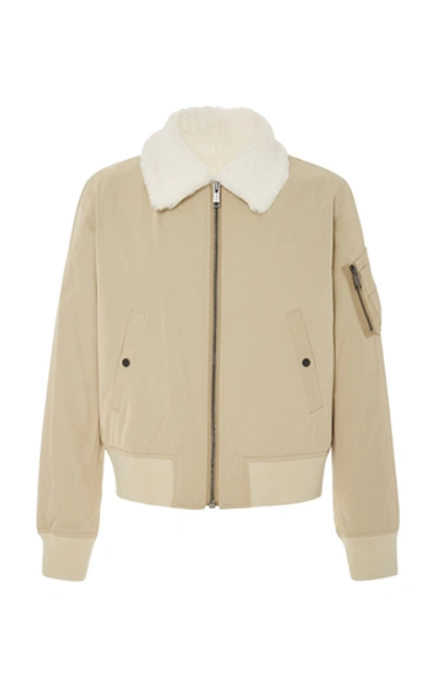 Shop Yves Salomon Fur-lined Gabardine Bomber Jacket In White