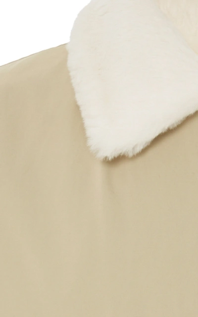 Shop Yves Salomon Fur-lined Gabardine Bomber Jacket In White