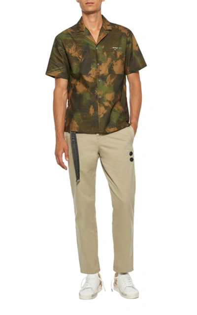 Shop Off-white Camp-collar Printed Cotton-voile Shirt In Green