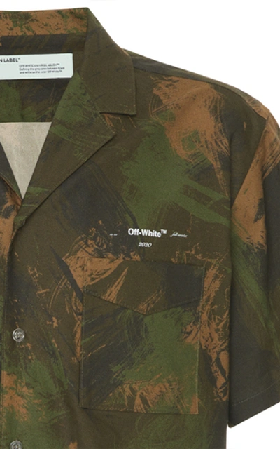 Shop Off-white Camp-collar Printed Cotton-voile Shirt In Green