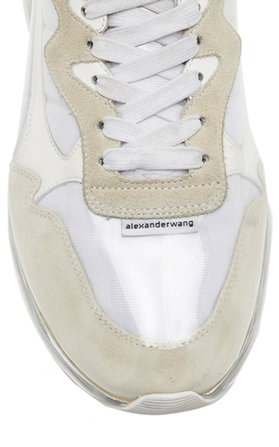 Shop Alexander Wang Stadium Two-tone Suede, Mesh And Rubber Sneakers In White