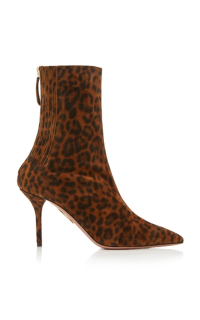 Shop Aquazzura Saint Honore Animal-print Leather Ankle Boots