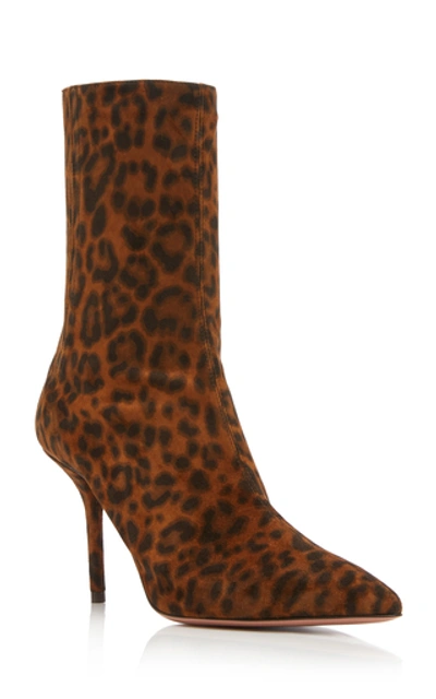 Shop Aquazzura Saint Honore Animal-print Leather Ankle Boots