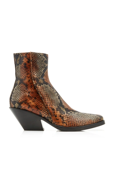 Acne Studios Braxton Snake-effect Leather Ankle Boots In Brown 