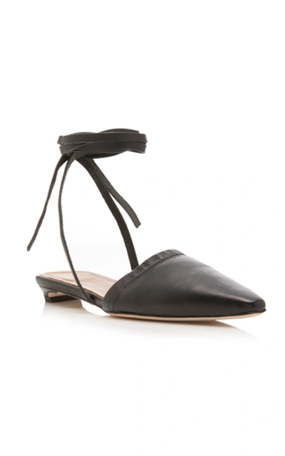 Shop Atp Atelier Lioni Pointed Leather Flats In Black