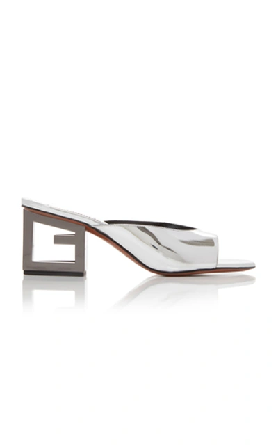 Shop Givenchy Metallic Leather Mules In Silver