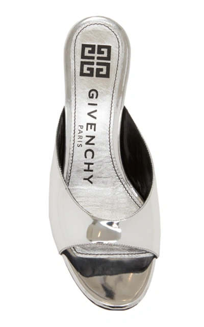 Shop Givenchy Metallic Leather Mules In Silver