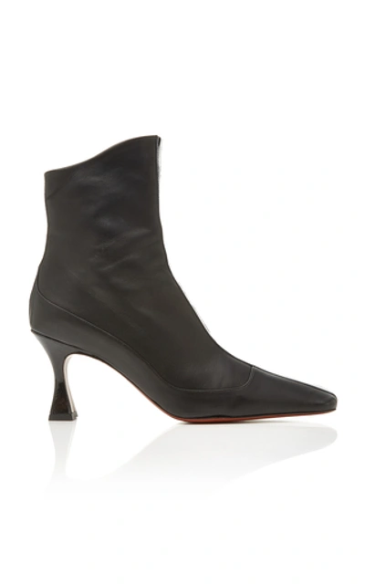 Shop Manu Atelier Duck Patent Leather-trimmed Ankle Boots In Black